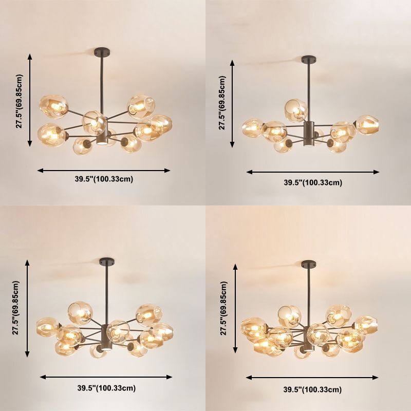 Cognac Color Glass Chandelier Lighting Fixture Modern Chandelier Pendant Light for Living Room