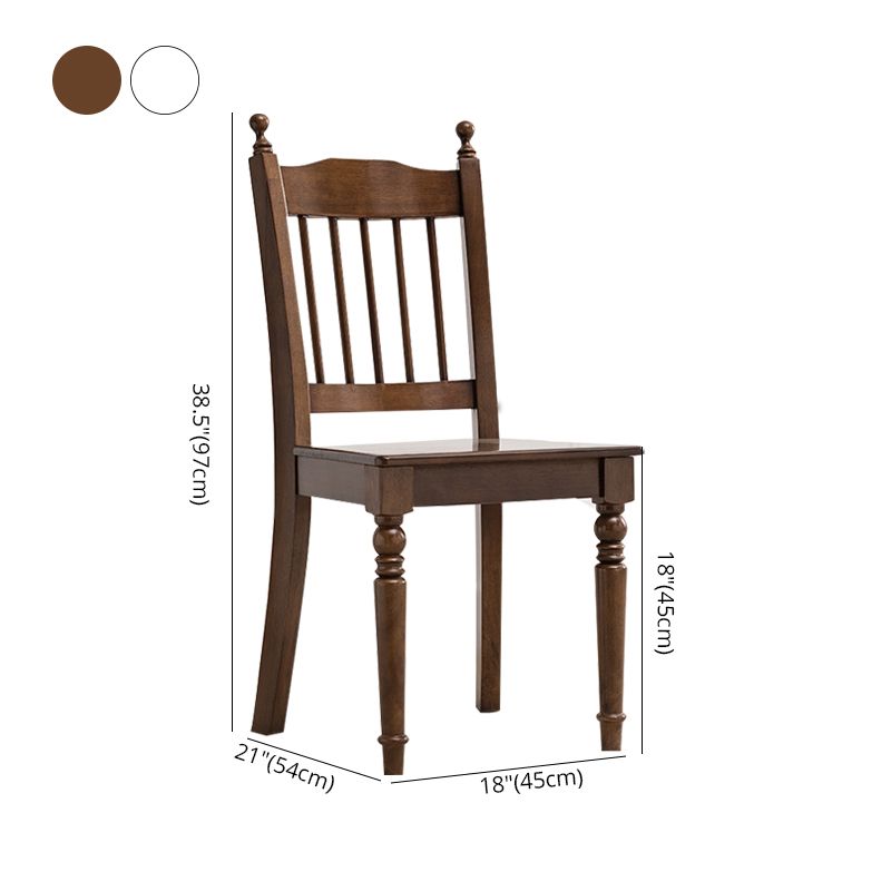Silla de comedor tradicional de madera de caucho, silla lateral con respaldo de listones, silla de comedor individual