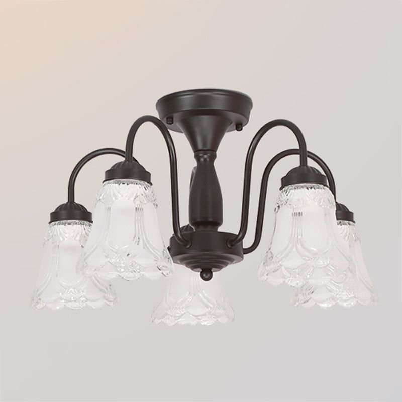 Luz de lámpara de campana decorativa iluminación de vidrio Flushmount en negro para sala de estar