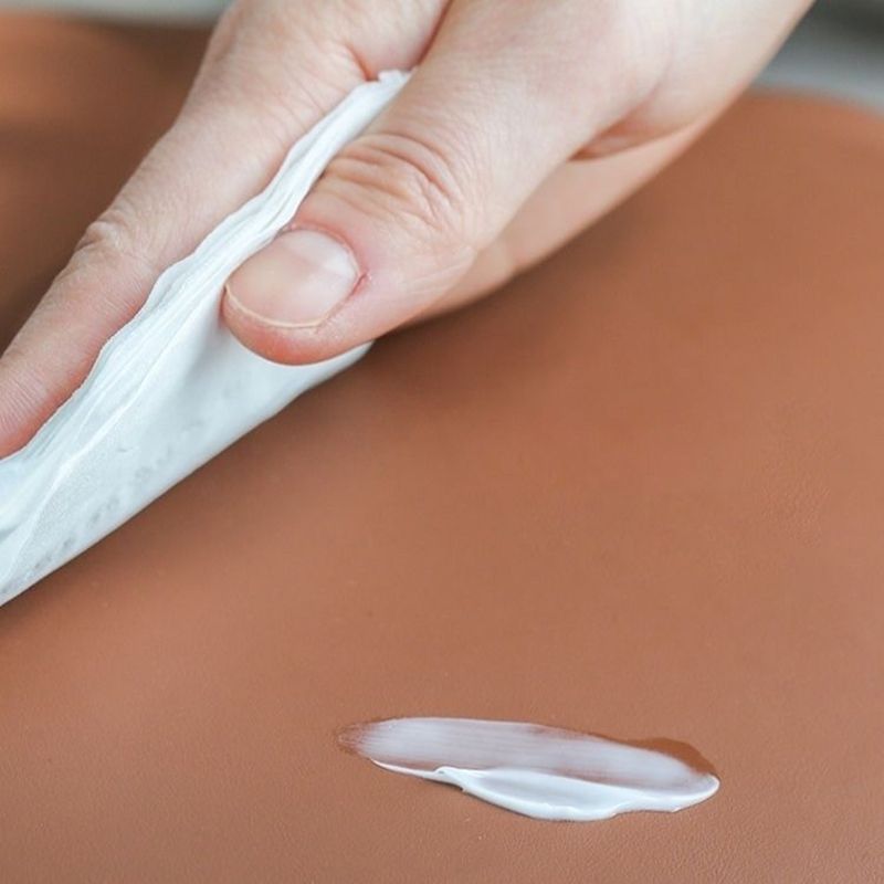 Modern Pouf Ottoman PU Leather Upholstered Solid Color Tear Resistant Round Ottoman