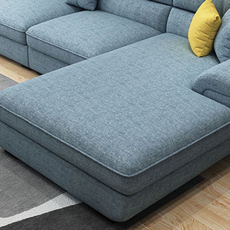 137.79" L Modern Linen Sectional Pillow Top Arm Sectional for Living Room
