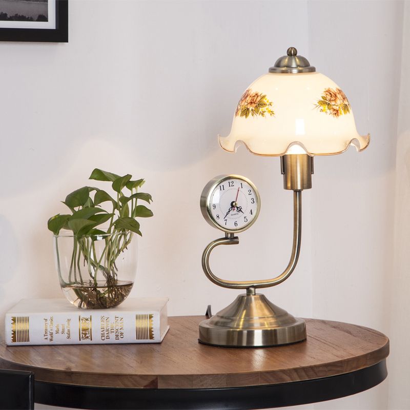 1 kop bloemenschaduw tafellamp landelijke stijl afgeschuinde kristallen nachtkastje lamp in messing