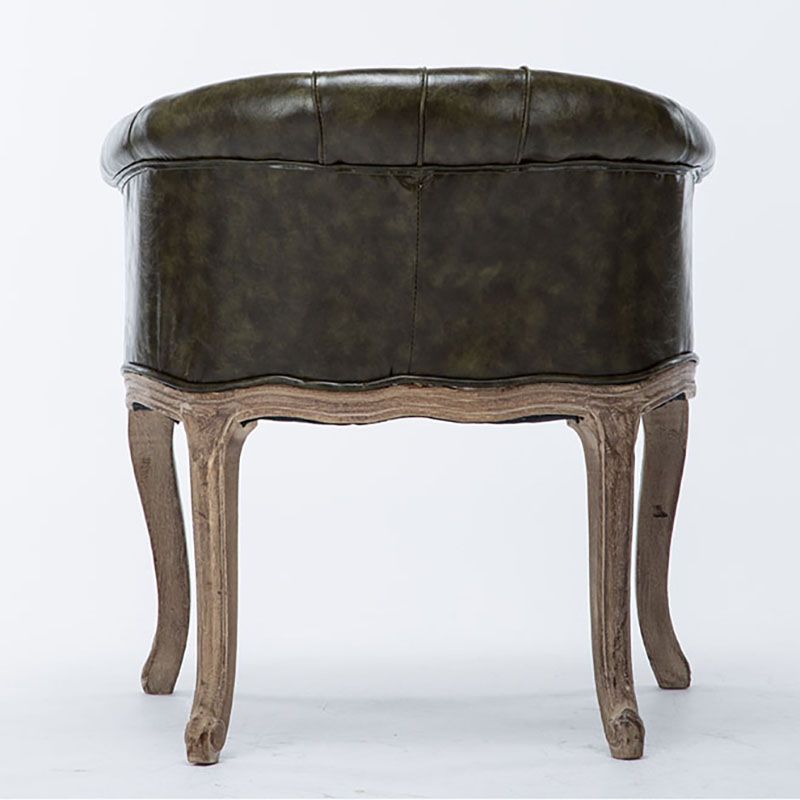 Farmhouse Balcony Upholstered Arm Chair Matte Finish Solid Back Dining Chair