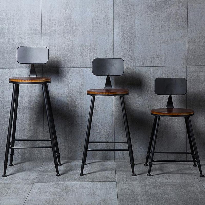 Industrial Solid Wood Counter Stool Metal Counter Height Stools for Home Use