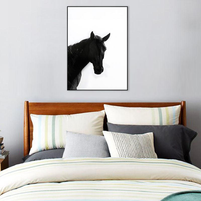 Photograph Black Horse Art Print Textured Farmhouse Sitting Room Wall Decoration