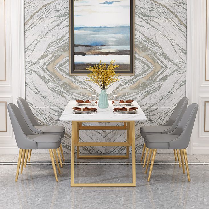 Iron and Slate Table Glam Style Simple Home Living Room Rectangular Dining Table