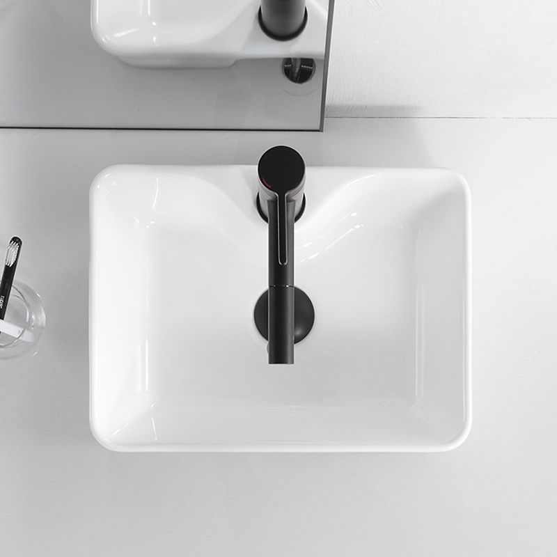 Contemporary Bathroom Sink Porcelain Solid Color Rectangular Vessel Bathroom Sink