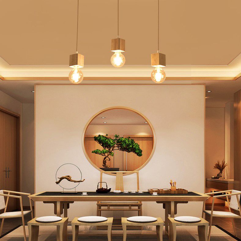 Petite salle à manger pendentif éclairage en bois 1 la tête simplicité de plafond suspendu