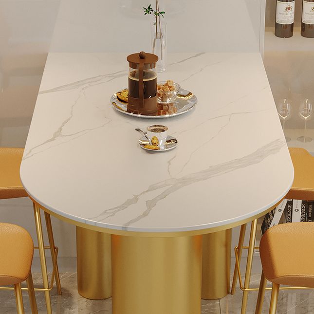 Modern Stone and Iron Counter Height Table Free Form Bar Table with 3 Legs