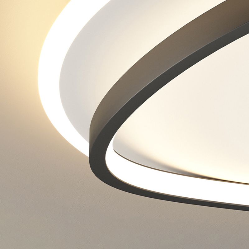 Modern Minimalist Double Round Flush Mount Light Metal LED Bedroom Flush Ceiling Light