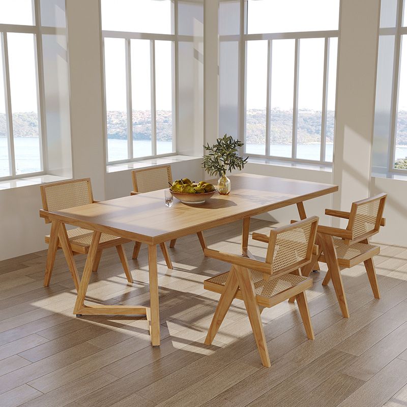 Pine Wood Dining Table Modern Rectangle Dining Table with Sled Base