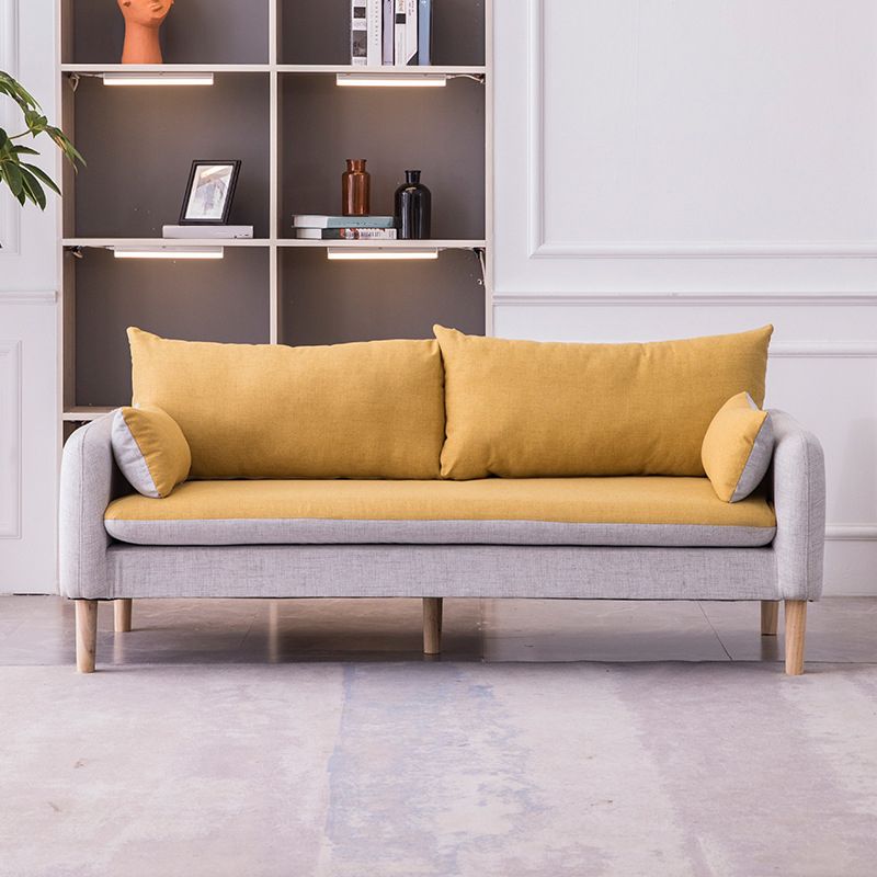 Contemporary Square Arm Sofa Standard Sofa with Pillows for Living Room, Apartment