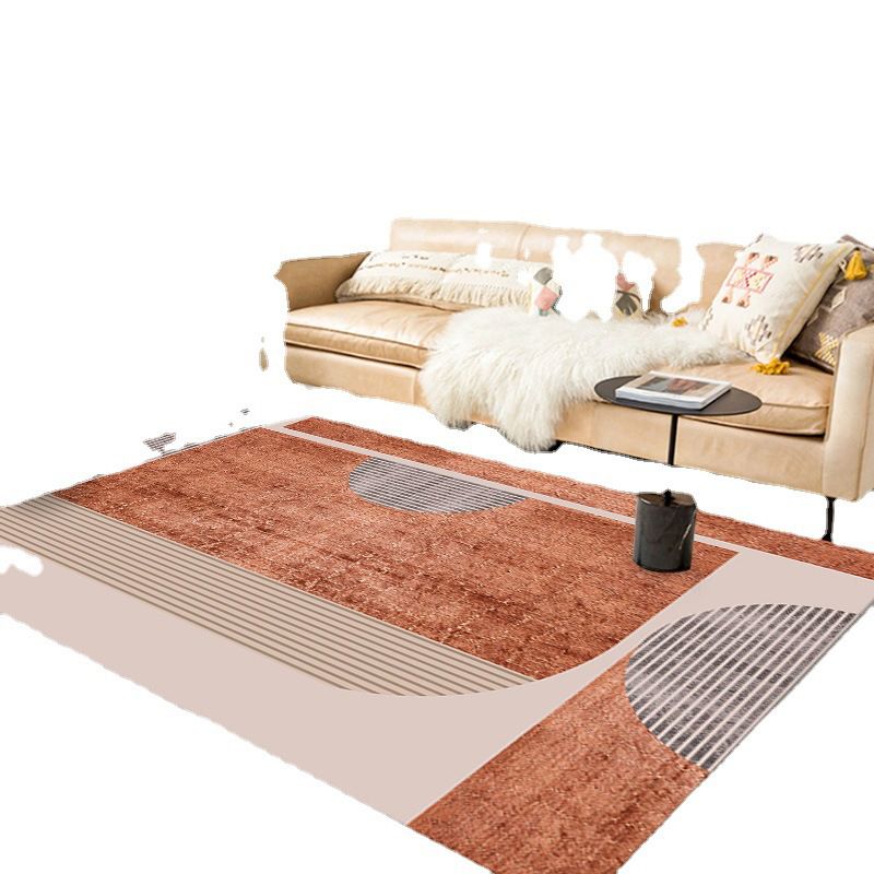 Orange Modern Rug Polyester Semicycle Rug Non-Slip Backing Rug for Home Decor