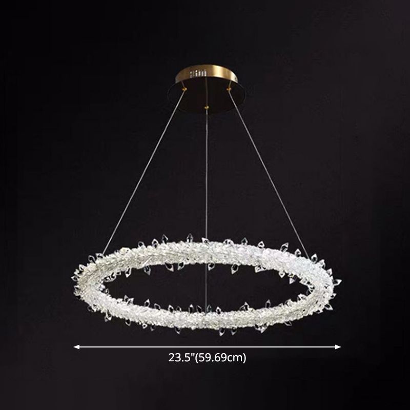 Ultra-modern Circle Chandelier Lamp Crystal Hanging Pendant Lights for Restaurant