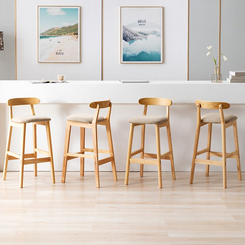 Modern Style Bar-stool Wooden Legs with Footrest Low Back for Kitchen Bar
