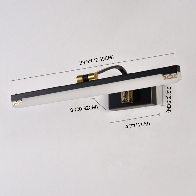 Chinese Style Mirror Cabinet Bathroom Wall Lights Black Metal Linear Shade LED Ambient Vanity Lighting