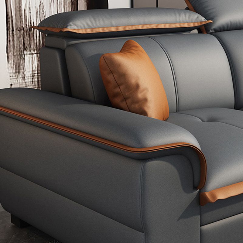 Grey Pillowed Back Cushions Furniture Sectionals with Pillows