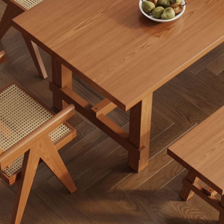 Mesa de comedor de madera sólida Mesa rectangular moderna con base de caballete