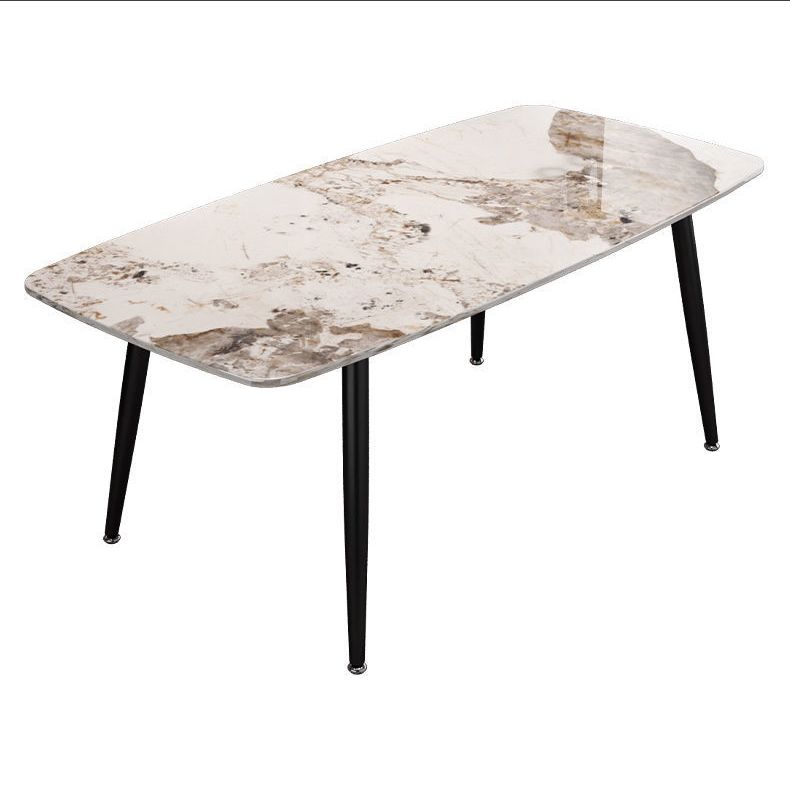 Rectangular Sintered Stone Dining Table Modern White Gray Green Furniture with 4 Legs