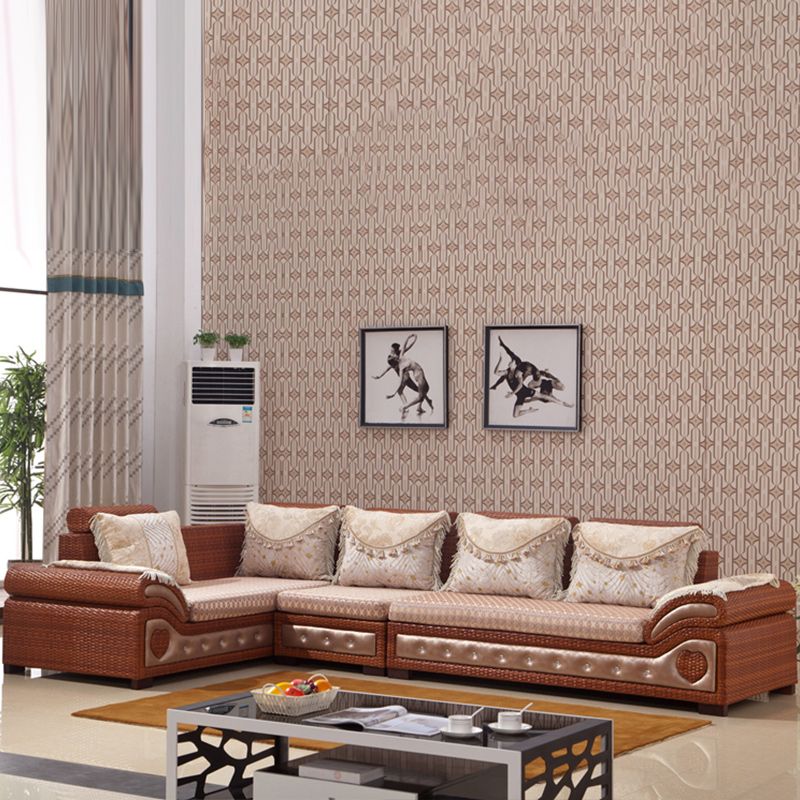 Tropical Style Rattan Accent Sofa and Chaise Slipcovered Sofa with Pillows