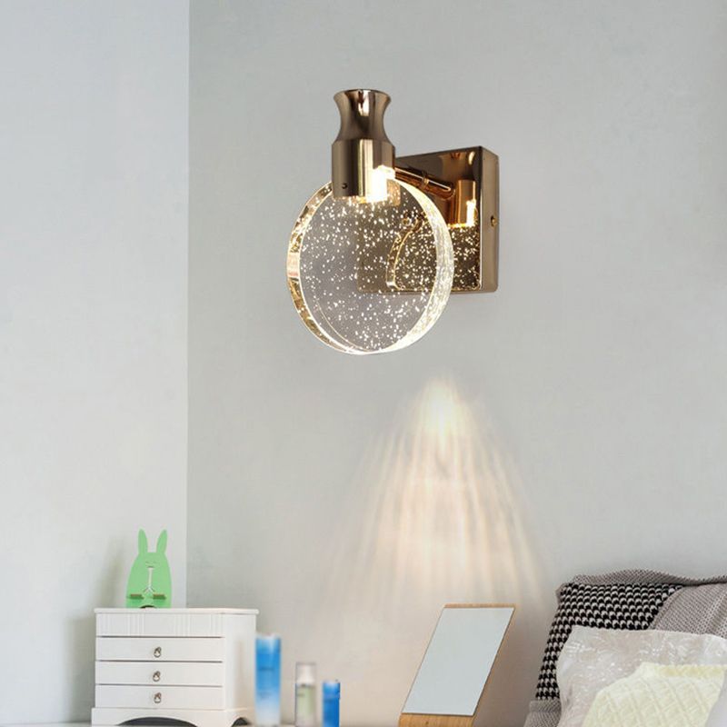 Light Luxury Crystal Wall Light Modern Simple Circle Led Wall Lamp for Living Room