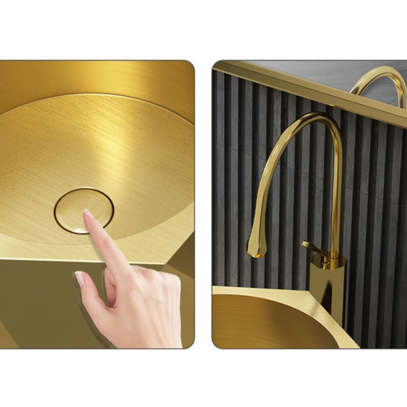 Modern Vessel Sink Metal Specialty with Pop-Up Drain Vessel Lavatory Sink