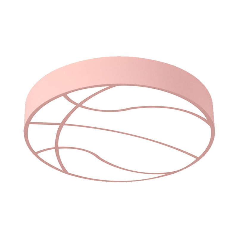 Pink Basketball Ceiling Lighting Modernism LED Acrylic Flush Mount Lamp in Warm/White Light
