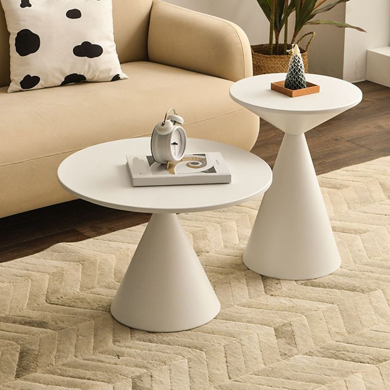 Contemporary Corner Table Round Pedestal Solid Wood Accent Side Table