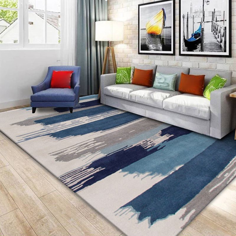 Novel Sketch Effect Geometric Rug Multi-Color Modern Carpet Polyester Stain Resistant Pet Friendly Anti-Slip Rug for Room