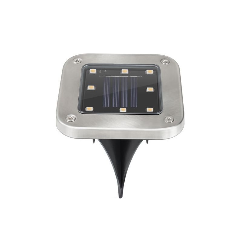 Square Shaped Metal LED Stake Light Modern Black Solar Buried Lighting for Pathway