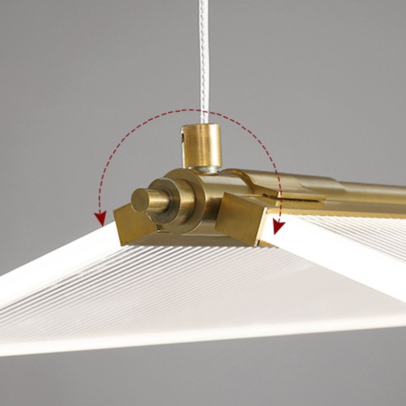 Folding Island Light Minimalistic Acrylic Dining Room Suspension Pendant Light in Gold