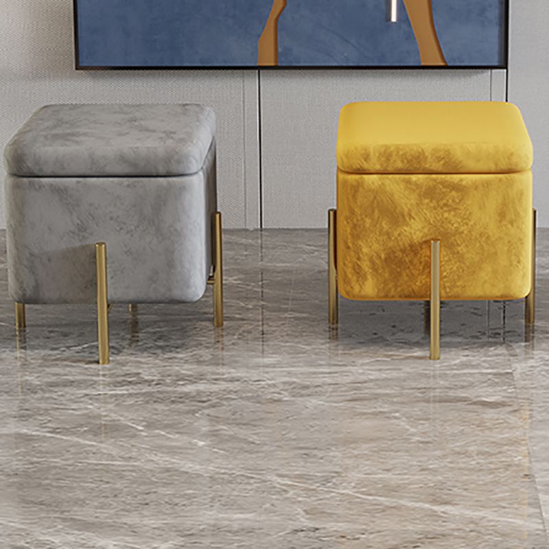 Ottoman Square Pure Color Velvet Scratch Resistant Ottoman with Storage