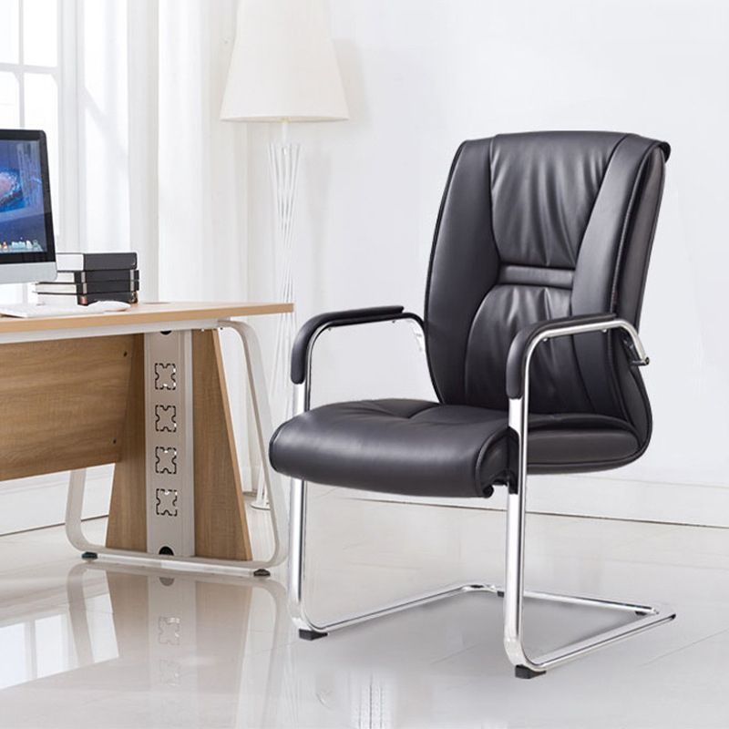 Silver Metal Modern Conference Chair High Back Leather Conference Chair