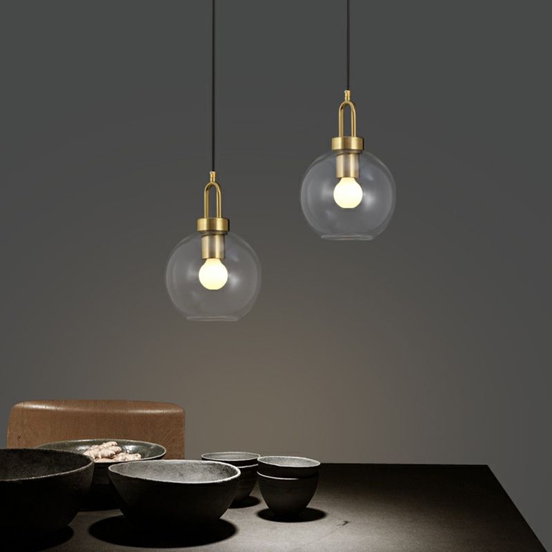 Sfera Lampada a sospensione Stile Simple Stile Glass 1 Lampada del soffitto finitura in ottone per sala da pranzo