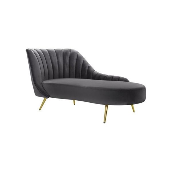 Glam Tufted Velvet Chaise Lounge with Reclining Channel Stitch Chaise for Living Room