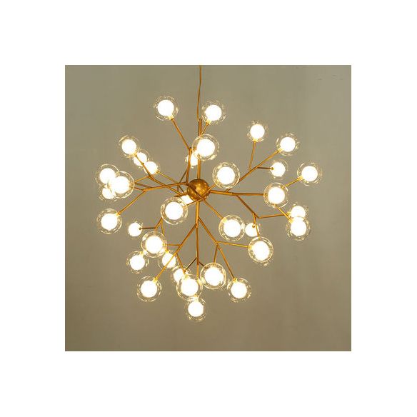 Branching Chandelier Light with Clear Glass Ball Shade Modern Style 9/27 Bulbs Black/White Ceiling Light Fixture