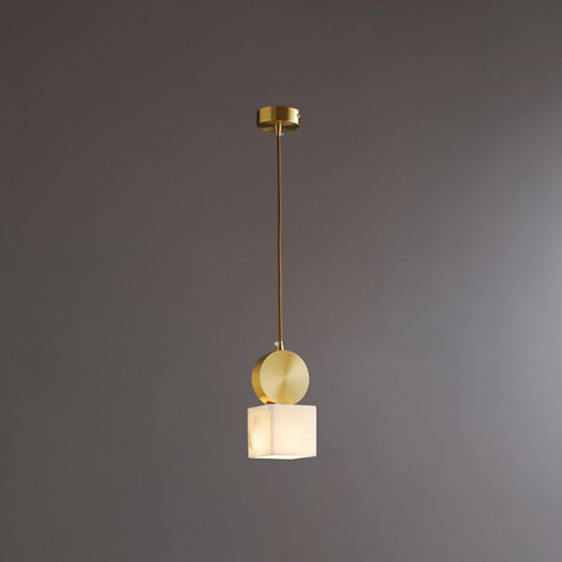 Marmorblock Hanging Anhänger minimalistische 1-leichte Gold Deckenhängung Lampe für Schlafzimmer