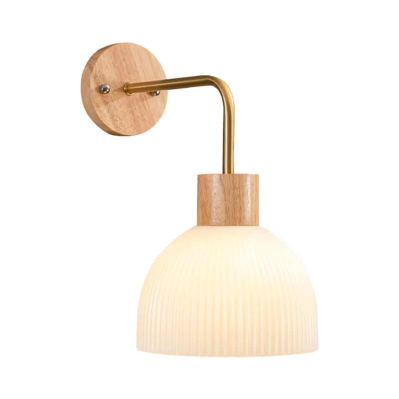 Modern Simple Wooden Wall Light Dome Shape Wall Lamp for Living Room