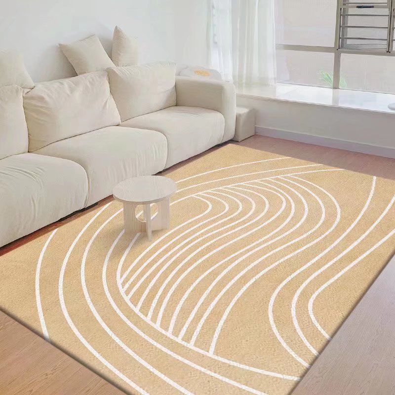 Pink Noordse vloerkleed Polyester Kleurblok Teken Resistent Tapijt voor salon