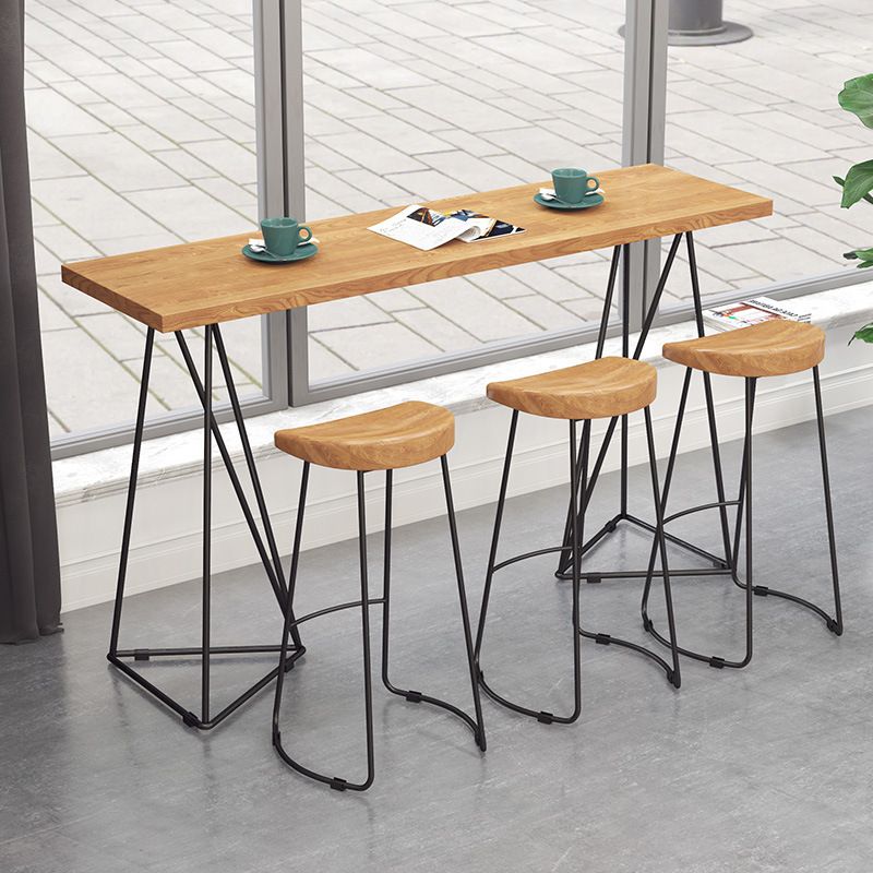 Contemporary Wood Bar Stool Metal Bar Stool with Contoured Seat