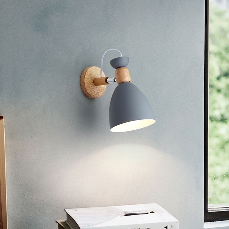 Luz de la plataforma de dormitorio Luz de montaje de pared de estilo nórdico con sombra de metal cónico