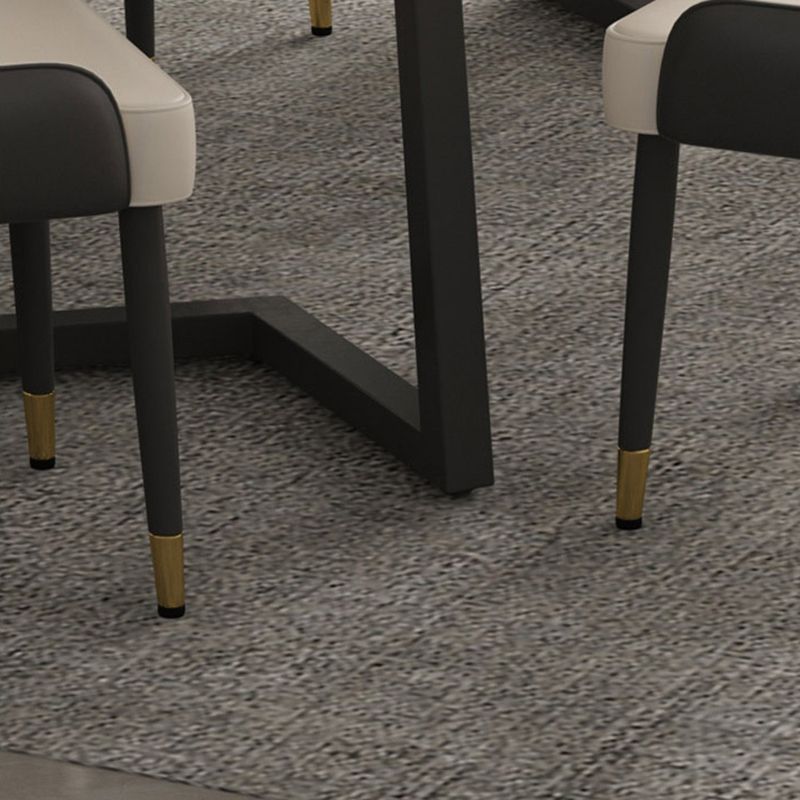 Modern Matte Finish Dining Table for Home Stone Top Dinette Table with Metal Sled