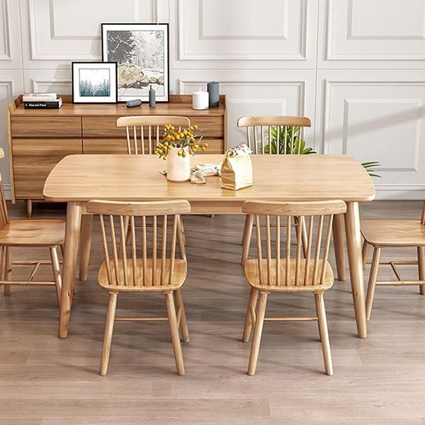 Mesa de comedor estándar industrial Rectángulo Mesa de comedor de madera maciza para cocina