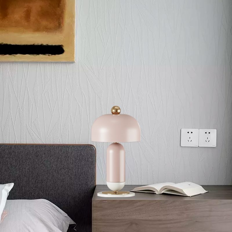 Lampada da tavolo a forma di fungo in metallo stile macaron, 2 luci, luce notturna per camera da letto per ragazze