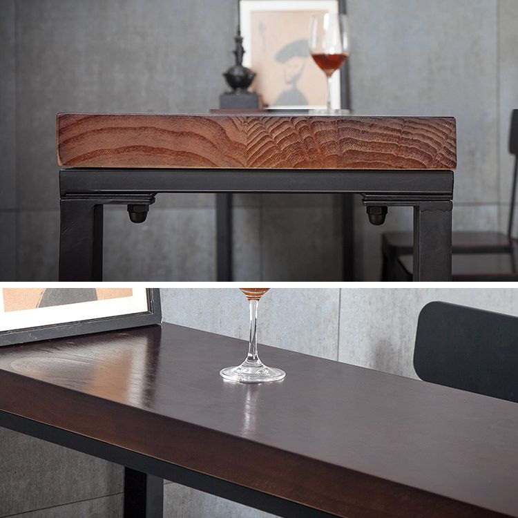 Wood Rectangle Bar Table Contemporary Bar Table with Trestle Base