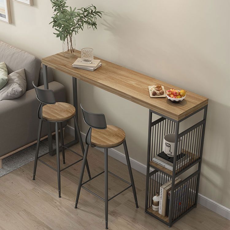 Salon Countre de bois en bois Rectangle stockage table de pub de hauteur de bar naturel du bar naturel