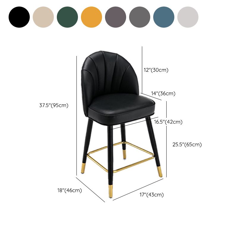 Modern Armless Backrest Counter Stool Iron Bar Stool with Cushion for Kitchen