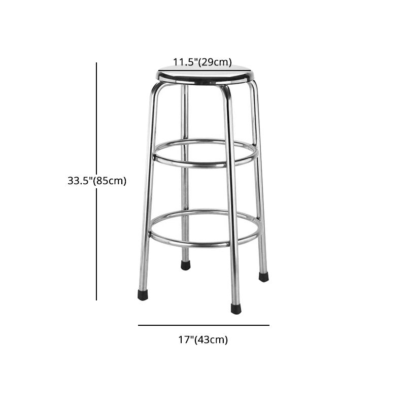 Modern Armless Backless Counter Stool Stainless Steel Laboratory Bar Stool with Pedal