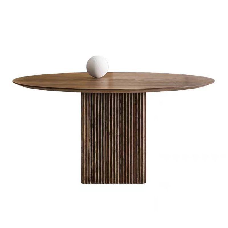 Round Dining Table Contemporary Style Solid Wood Dinner Table for Home Kitchen
