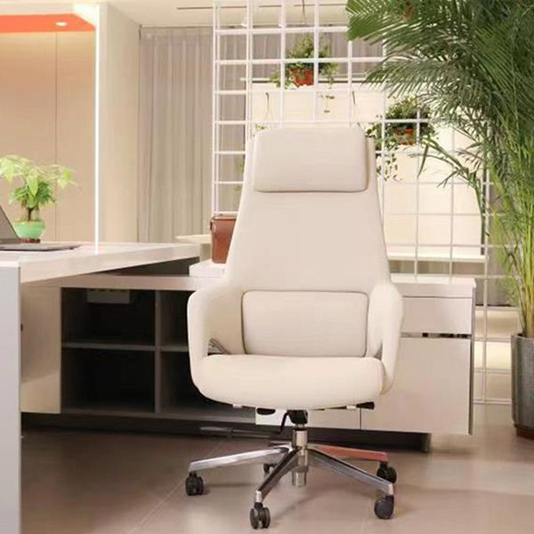 Swivel Upholstered Office Chair Faux Leather Lumbar Support Desk Chair
